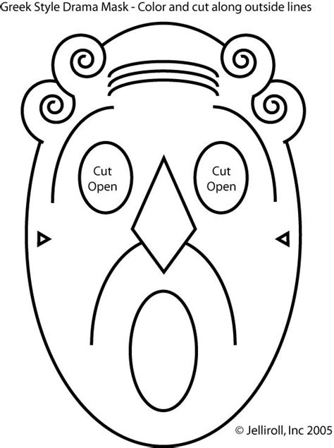 Greek drama masks, Ancient greece activities, Greek mask template