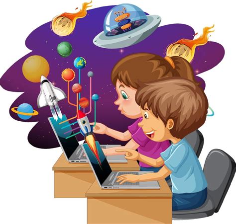 Kids With Computer Vector Art, Icons, and Graphics for Free Download