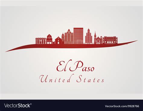 El paso skyline in red Royalty Free Vector Image