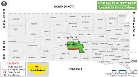 Lyman County Map, South Dakota