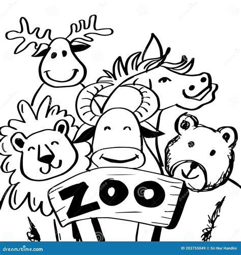 Zoo Black And White Clipart