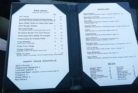 Happy Hour Menu at BOA Steakhouse in West Hollywood, CA | Happy hour menu, Spicy steak ...