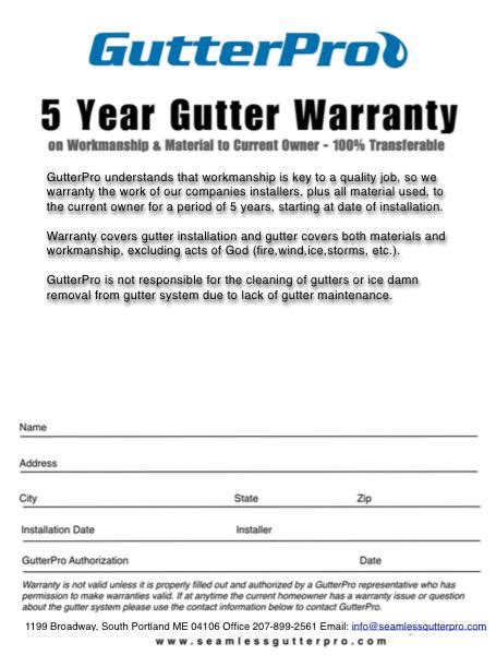 GutterPro Inc., Check out our gutter warranty