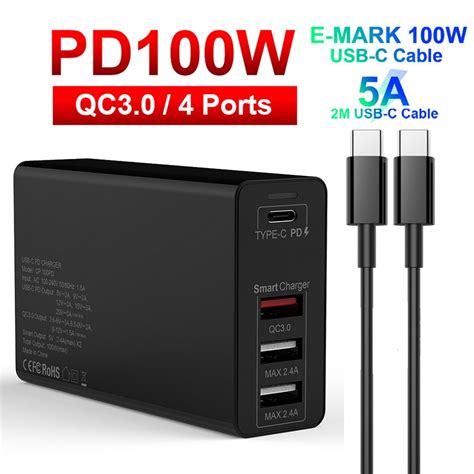 MegaMean » URVNS 4 Ports 100W USB-C PD Charger for Phones and Laptops (USB-PD)