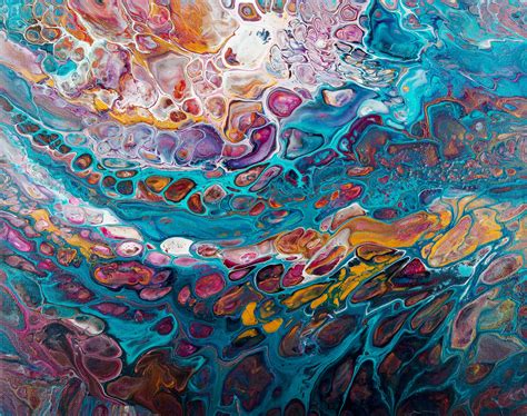 Acrylic pour 16 x 20 fluid art fluid painting Abstract art | Etsy