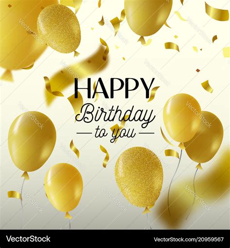 Happy birthday gold party balloon greeting card Vector Image