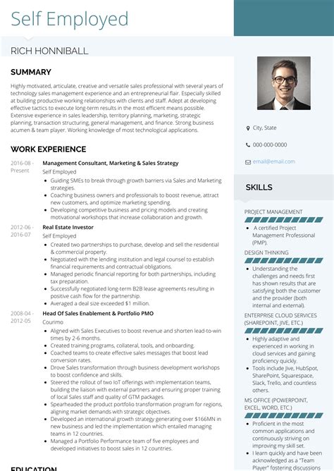 Self Employed - Resume Samples and Templates | VisualCV