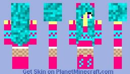 Pink and light blue cat girl/person Minecraft Skin