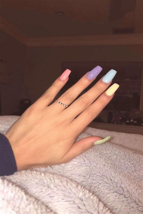 Pastel rainbow nails | Acrylic nails pastel, Rainbow nails, Acrylic nails