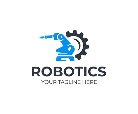 Plantilla de logotipo del brazo manipulador robótico. Manejo de diseño de vectores robot ...