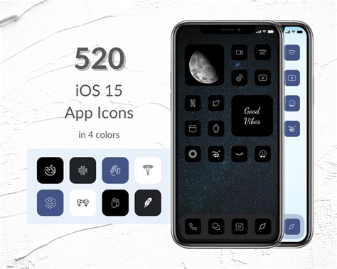 Ios 15 App Icons 520 Shortcut Icons Bundle Black Blue and - Etsy