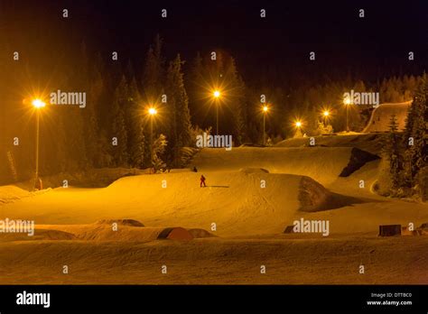 Ski resort at night Stock Photo - Alamy