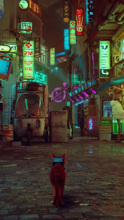 Stray Game | Cidade cyberpunk, Wallpaper fofinho, Desenho de cachorro