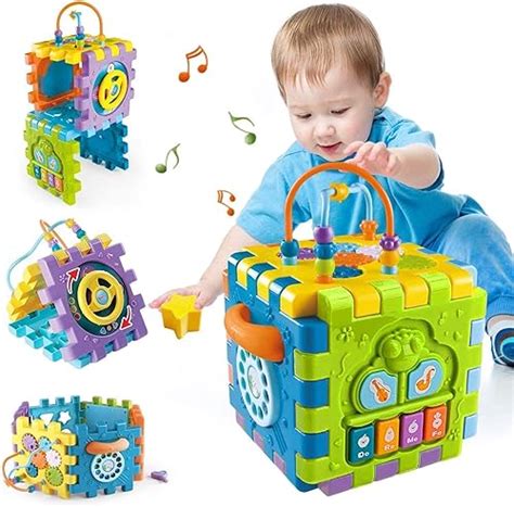 Activity Cube Baby Toys 6 to12 Months,Early Educational Music and Light Baby Toys for 6 12 18 ...