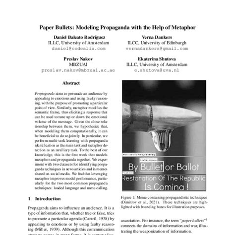 Paper Bullets: Modeling Propaganda with the Help of Metaphor - ACL ...