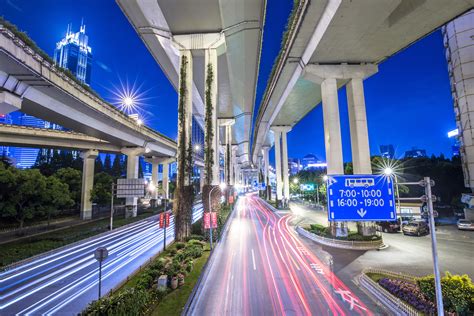 Highway Bridges with lights at night in Shanghai, China image - Free stock photo - Public Domain ...