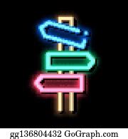 7 Road Wooden Signposts Neon Glow Icon Illustration Clip Art | Royalty Free - GoGraph