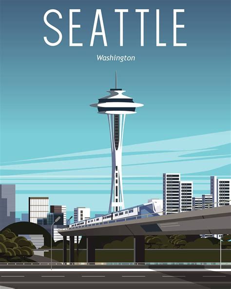 Seattle vintage travel poster | Vintage travel posters, Travel posters ...