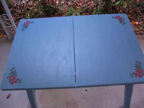 same blue table with top view. | Chalk paint furniture, Blue table ...