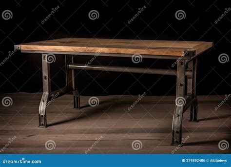 Industrial Desk, with Metal Legs and Wooden Top Stock Illustration ...