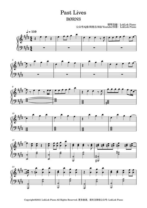 BØRNS - Past Lives by LokLok Piano Sheet Music