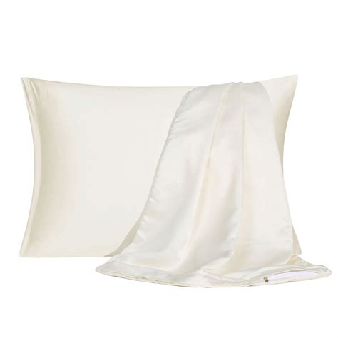 Satin Pillowcase with Zipper King Size Set of 2 Silky Sateen Pillow ...