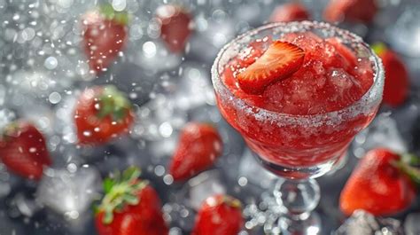 Premium Photo | Summer frozen strawberry daiquiri