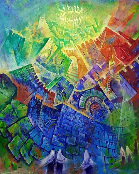 Original Oil Painting: Shema Yisrael throughout Jerusalem by Alex Levin