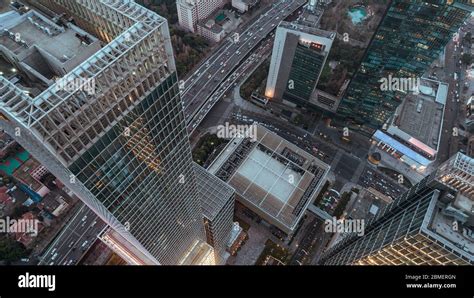 Aerial View of business area and cityscape in west Nanjing road, Jing ...