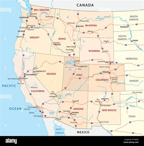 western united states road map Stock Vector Art & Illustration, Vector ...