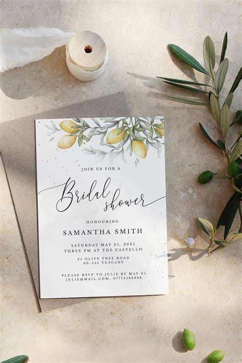 Lemon Bridal Shower Invitation Printable Shower Invite - Etsy