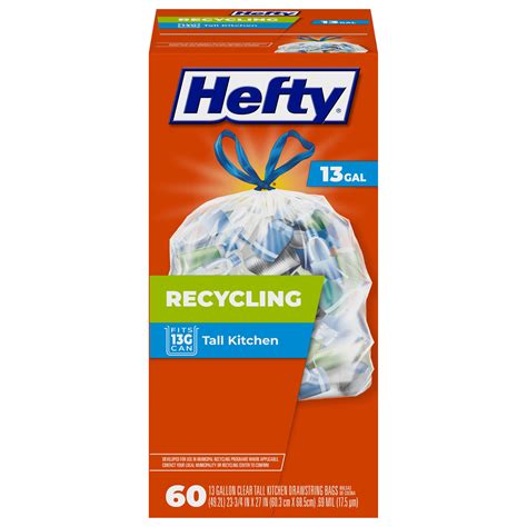 Hefty Recycling Trash Bags, Clear, 13 Gallon, 60 Count Clear 13 Gallon ...