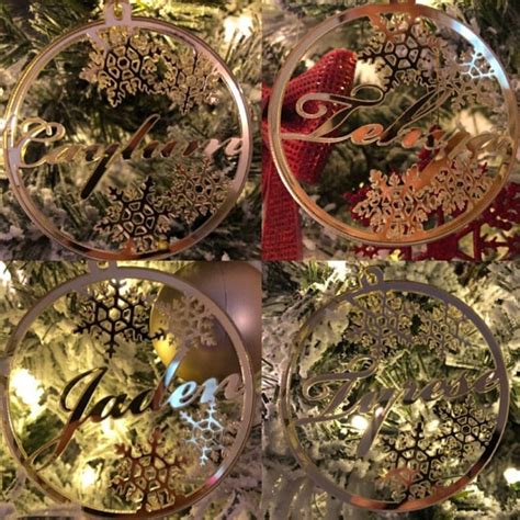 Personalized Christmas Acrylic Ornaments Gold Mirror Bauble | Etsy