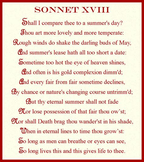 Shakespeare's Sonnets Online - Sonnet 18 "Shall I compare thee to a ...