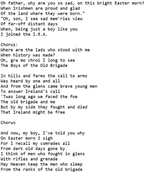 The Boys Of The Old Brigade Lyrics And Chords - Irish folk songs