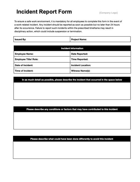 Employee Incident Report Template - Printable Forms Free Online