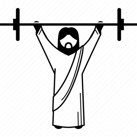 Barbell, gym, jesus, lifting, strong, workout icon