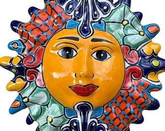 Talavera Pottery Sun and Moon Face Talavera Wall Garden - Etsy