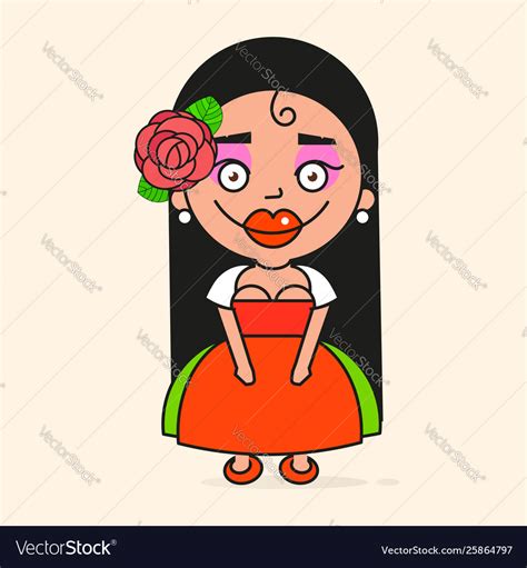 Mexican cartoon woman ready for your design Vector Image