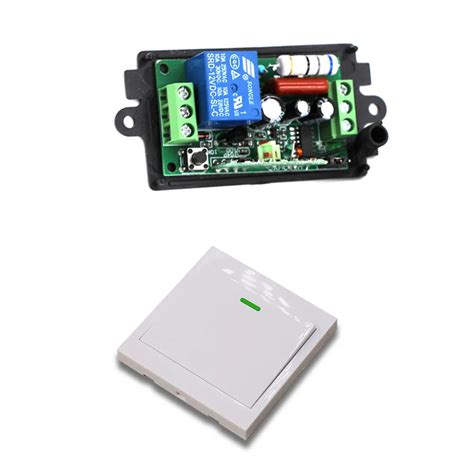 110V/220V Wireless Remote Switch Remote Control Light Switch 10A 1CH Relay Receiver + Wall ...