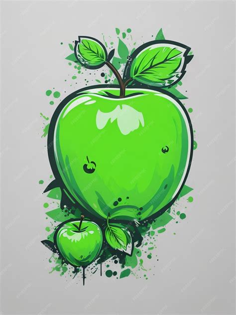 Premium AI Image | green apple style stiker illustration sticker clean white background ...