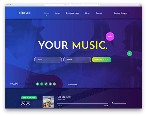 Music - Free Mobile-Ready Music Website Template 2024 - Colorlib