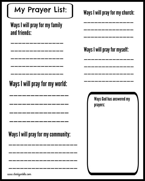 Free Printable Prayer List | Free Printable