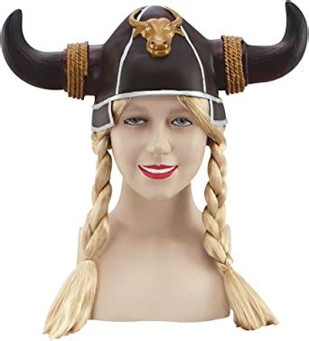 Women's Brown Viking Helmet with Blonde Plaits (Pack of 1) - Eye-Catching Design, Perfect ...