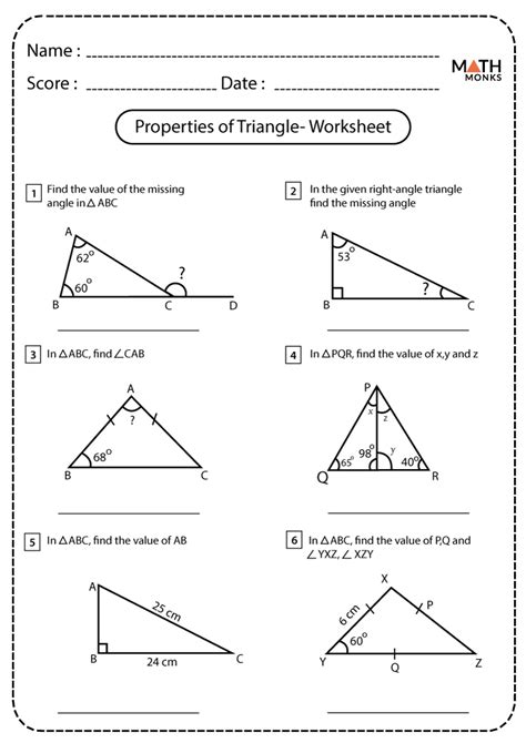 Triangle Worksheets - Math Monks