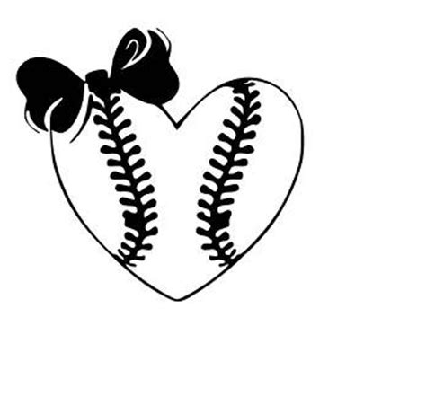 Softball heart with bow SVG cutting file | Etsy