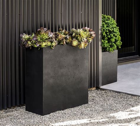 Mission Square Outdoor Planters - Black | Pottery Barn