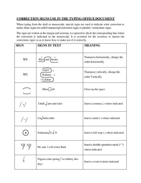 (PDF) CORRECTION SIGNS USE IN THE TYPING OFFICE DOCUMENT