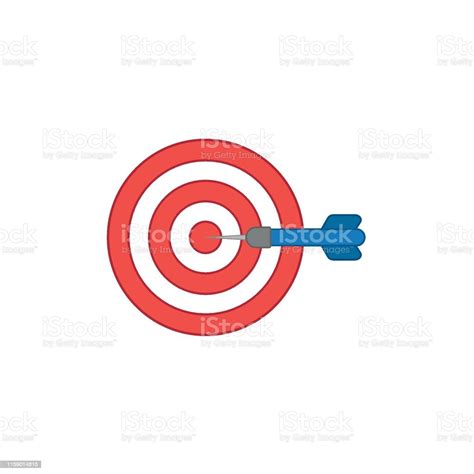 Flat Design Style Vector Concept Of Bullseye With Dart Icon In The ...