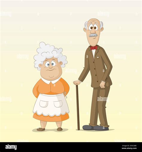 Cute grandparents, grandma and grandpa, illustration Stock Photo - Alamy